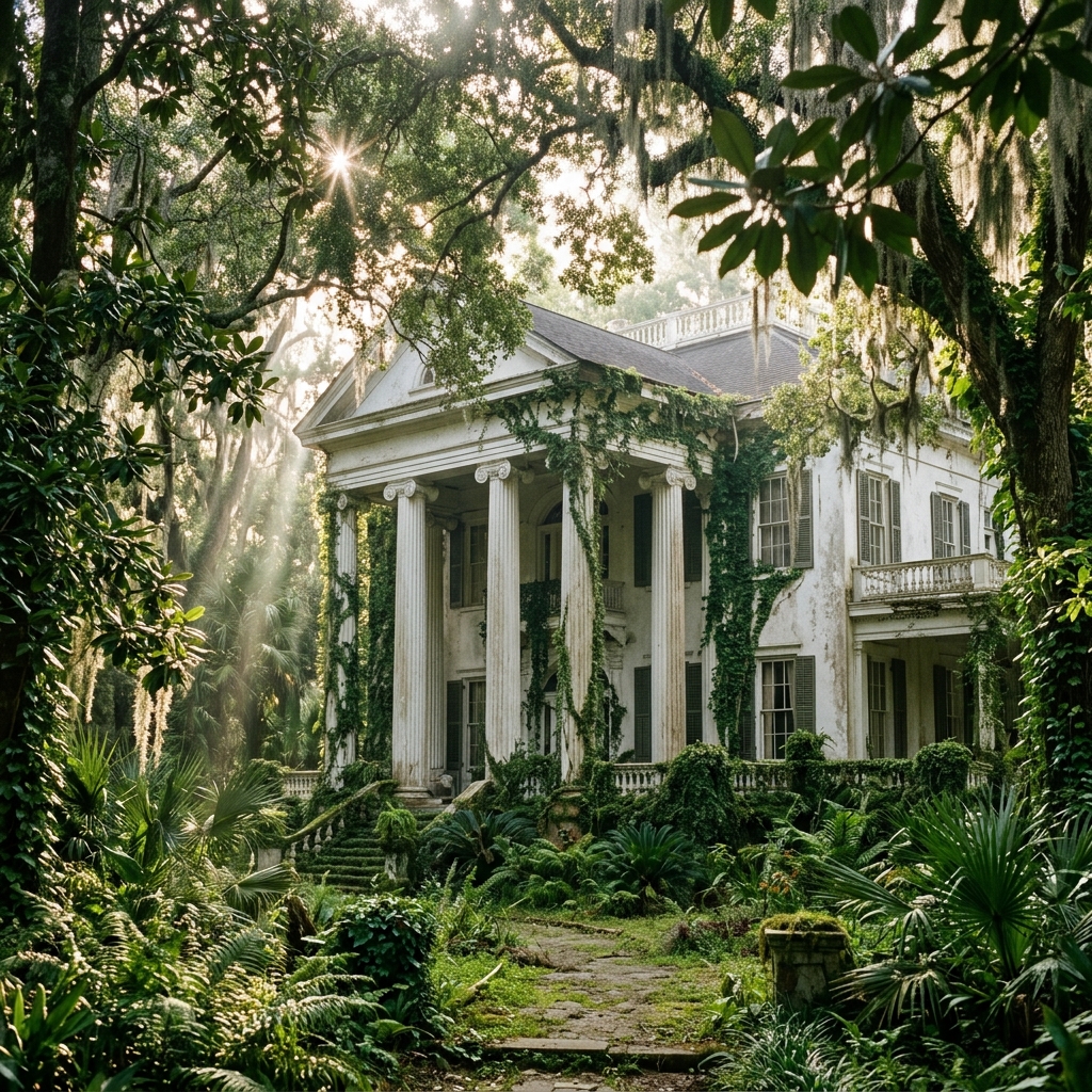 Дворец Николая Смецкого в Гульрыпше, увитый плющом