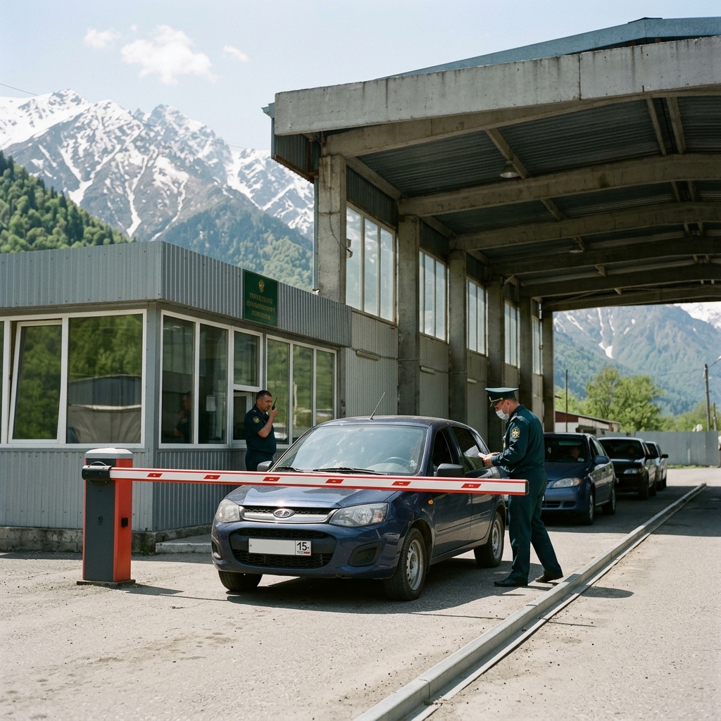 Таможенный пост на границе Абхазии