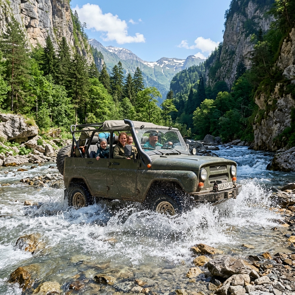 УАЗ Абхазия Джиппинг река горы