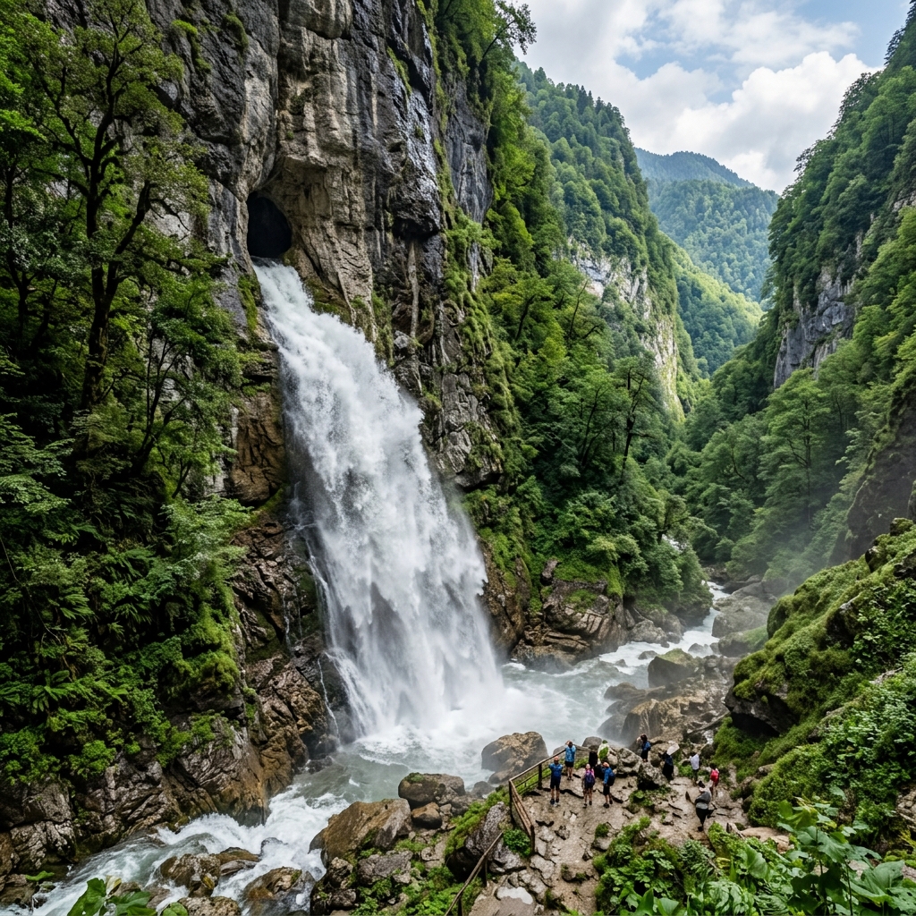 Мощный Гегский Водопад